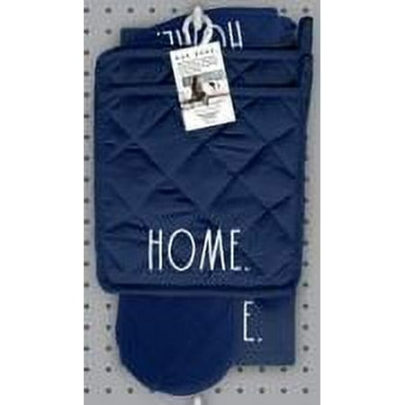 Rae Dunn Kitchen Towel Oven Mitt & Potholder Kitchen Set 4-Pack Navy Blue