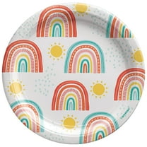 Amscan 540766 Retro Rainbow 7 inch Round Plate