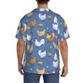 thumbnail image 3 of Uemuo Chicken Family Pattern Cotton Linen Short Sleeve Shirts,Casual Lightweight Button Down Shirts,Vacation Beach Summer Tops-Medium, 3 of 7