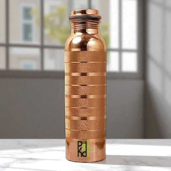 Peekdee Pure Copper Water Bottle Silver Touch Handmade For Health Benefits 1000ml set of 1