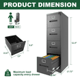 thumbnail image 2 of Hassch 4 Drawer File Cabinet with Lock for Home Office, Metal Filing Cabinet for A4 Legal/Letter Size, Assembly Required, Black, 2 of 8