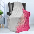 thumbnail image 4 of Pink and Grey Soft Flannel Fleece Throw Blanket, Abstract Geometric Digital Mosaic Fractal Hexagon Pattern, Cozy Plush for Indoor and Outdoor Use, 60" x 80", Magenta Pale Peach Grey, by Ambesonne, 4 of 5