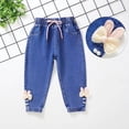 thumbnail image 2 of Bovxnpu Girls Wide Leg Jeans Flare Denim Pants Denim Flare Kids Beaded Elastic Waist Applique Casual Comfortable Detail Pants, 2 of 5
