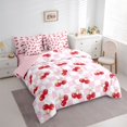 thumbnail image 3 of Homewish Cute Cartoon Bowtie 7-Piece Bedding Comforter Set,Sweet Berry King Bedding Sets,Pink Classic Checkered Bed Sheets For Girls Kids,Ultra Soft Home Decor Reversible, 3 of 8