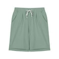 thumbnail image 6 of LLYwey Girls Bermuda Shorts, Teen Girls Drawstring Elastic Waist Shorts with Pockets, Kids Solid Color Summer Casual Cotton Linen Straight Leg Short Pants, Style-3, Green, 12-13T, 6 of 7