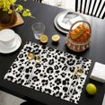 thumbnail image 4 of Black and White Leopard Pattern Summer Placemats Table Placemats Set Of 4-Linen Kitchen Washable Placemats Table Mats 11.8"x17.7"Non-Slip Heat Resistant, 4 of 6