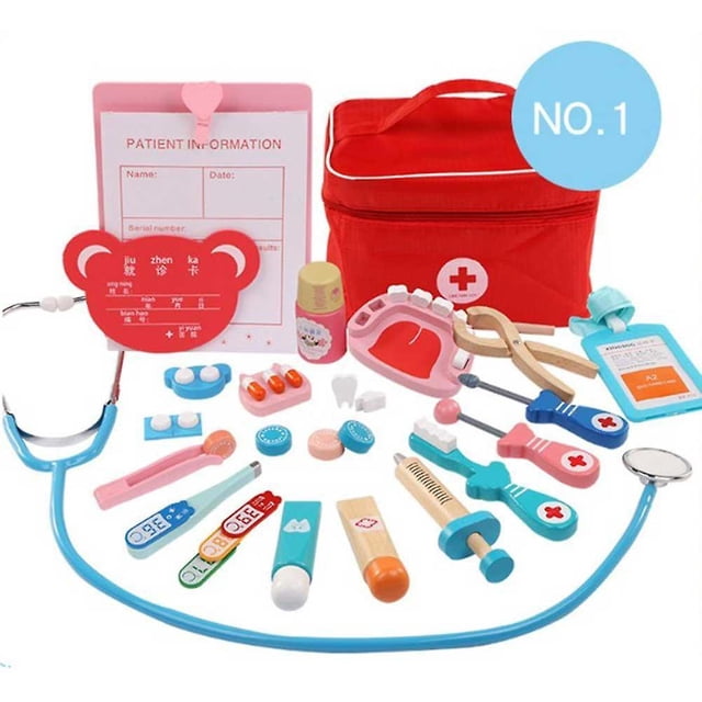 Juguetes para ni?os Doctor Set para ni?os Kit de ni?os Juegos para ni?as Ni?os Juegos de imaginación Wood Red Medical Dentis