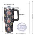 thumbnail image 2 of 40oz Pioneer Flower Floral Print Pattern Insulated Tumbler with Handle, BPA-Free Leak Proof Lid and Straws, Double Wall Vacuum, Hot 12h/Cold 34h, 2 of 6