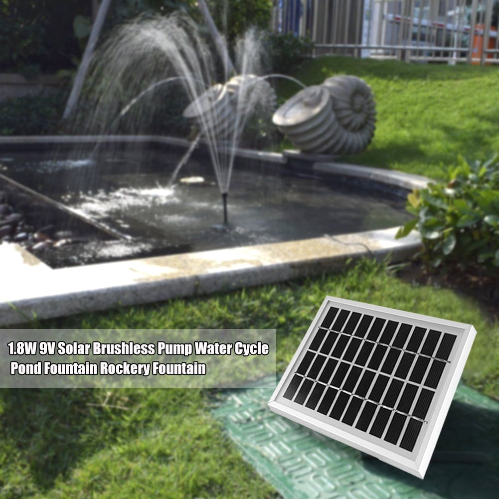 TOPINCN 1.8W 9V Solar Brushless Pump Water Cycle Pond Fountain Rockery