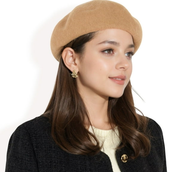 Women'sClassic Wool Beret Hat with Adjustable Inner Band and Timeless Parisian Style-Camouflage