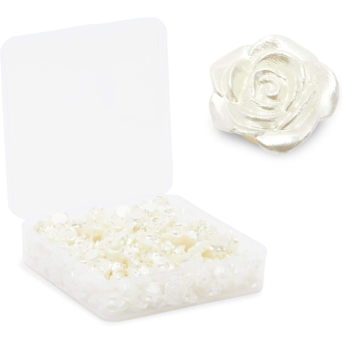 200 Pcs Flower Beads for Jewelry Making & Bracelets, White