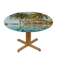 thumbnail image 3 of Orinice Palm Trees Round Table Cover Stain Resistant Washable Indoor Outdoor Tablecloth Kitchen Dining Wedding Parties Outdoor Fitted 100% Polyester Fiber 38-42, 3 of 8