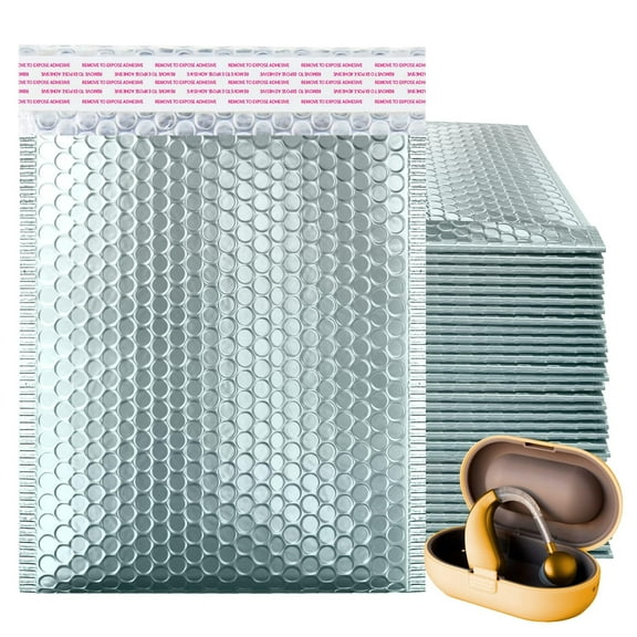 Ice Blue Metallic Bubble Mailers, Padded Self Seal Envelopes, 100 Count, 8.5 x 11 in