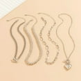 thumbnail image 3 of Women's multi-layered necklace, fade-resistant chunky chain necklace, women's paperclip chain necklace, vintage pendant heart-shaped pendant necklace, necklace set, 3 of 6