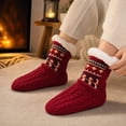 thumbnail image 4 of Lumtrix Women and Men Fuzzy Slipper Socks Fluffy Winter Soft Warm Plush Fleece Boot Indoor Floor Grippers Socks, Thick Heavy Thermal Lined Sherpa Socks Cozy Gift Red S, 4 of 4
