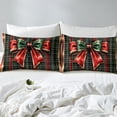 thumbnail image 3 of Ribbon Bow Comforter Cover Red Green Bowknot Bedding Set Queen Teen,Retro Buffalo Plaid Grid Check Duvet Cover Gold Bow Tie Bedspread Cover Zipper 2 Pillow Cases, 3 of 5