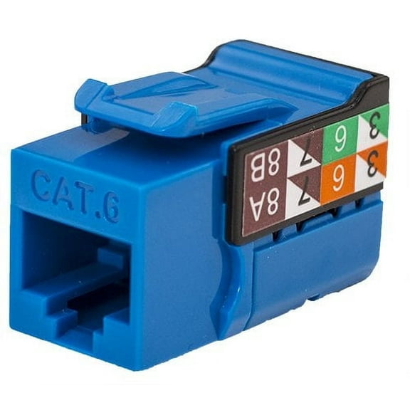 Vertical Cable CAT6 RJ45 Keystone Jack, V-Max Series - Blue Color - (50 pack) High Quality Data Outlet Female