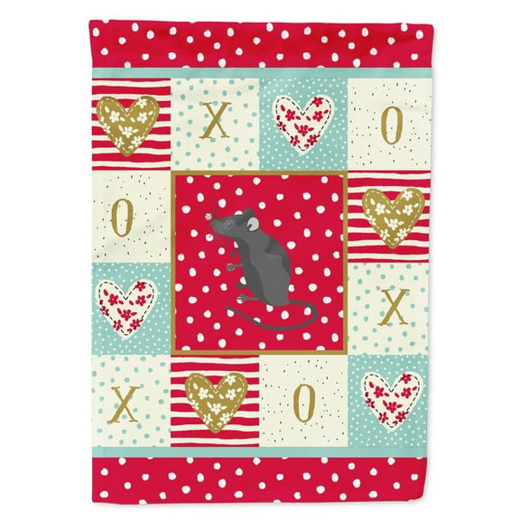 Carolines Treasures CK5452GF Satin Mouse Love Flag Garden Size Small multicolor