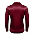 thumbnail image 3 of CLOISE Mens Fashion Tops Big and Tall Collared Shirt Solid Color Long Sleeve Pullover Fall Fashion Outfits Wine 3XL, 3 of 8