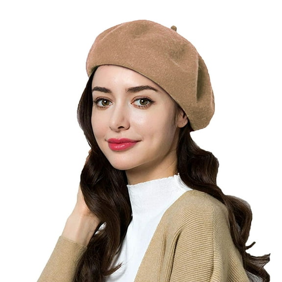 Women Solid Wool Beret French Artist Warm Beanie Hat Elegant Solid Beret Hat