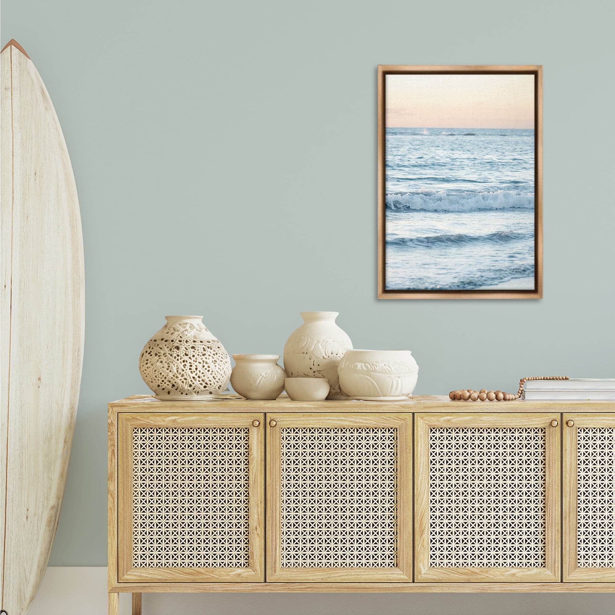 Stupell Industries Sunset & Sea View Coastal Photography Brown Floater Framed Canvas Art Print Wall Art, 21 x 31