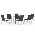 thumbnail image 3 of vidaXL Patio Dining Set Steel Black Garden Outdoor Seat Furniture 5/7 Piece, 3 of 5