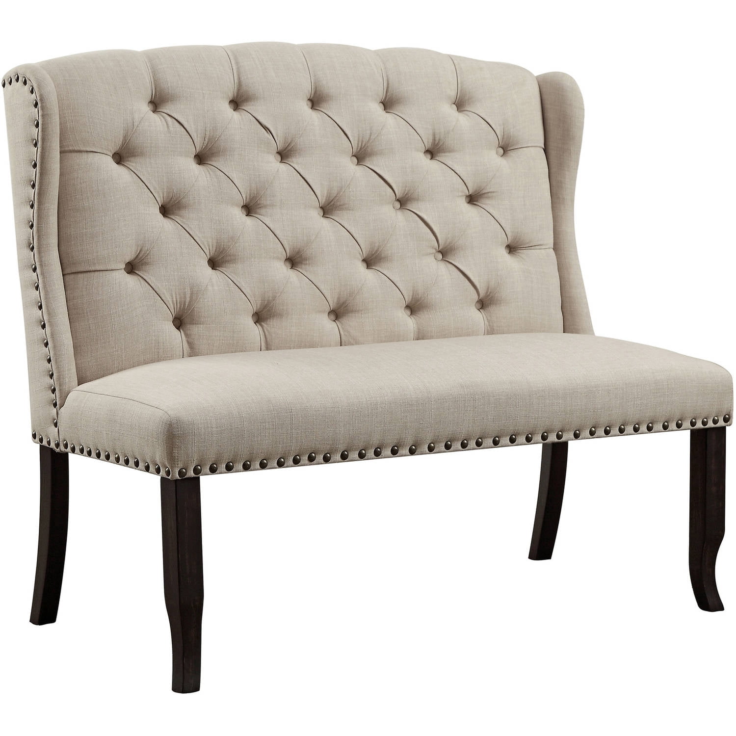 Furniture of America Freiden Tufted Wingback Dining Bench, Antique Black
