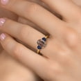 thumbnail image 4 of Gem Stone King 18K Yellow Gold Plated Silver Red Tiger Eye and Blue Sapphire Engagement Ring for Women | 2.20 Cttw | Oval 9X7MM | Gemstone Birthstone | Size 8, 4 of 6