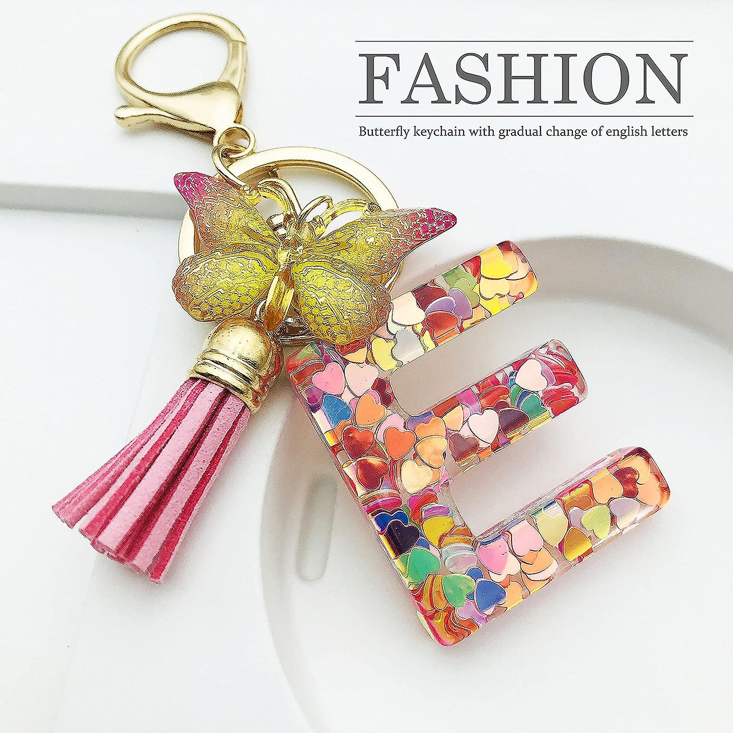 Porte-clés Lettre F Avec Papillon – Initiale Scintillante Verte, Cadeau Pour Fille, Femme - 11