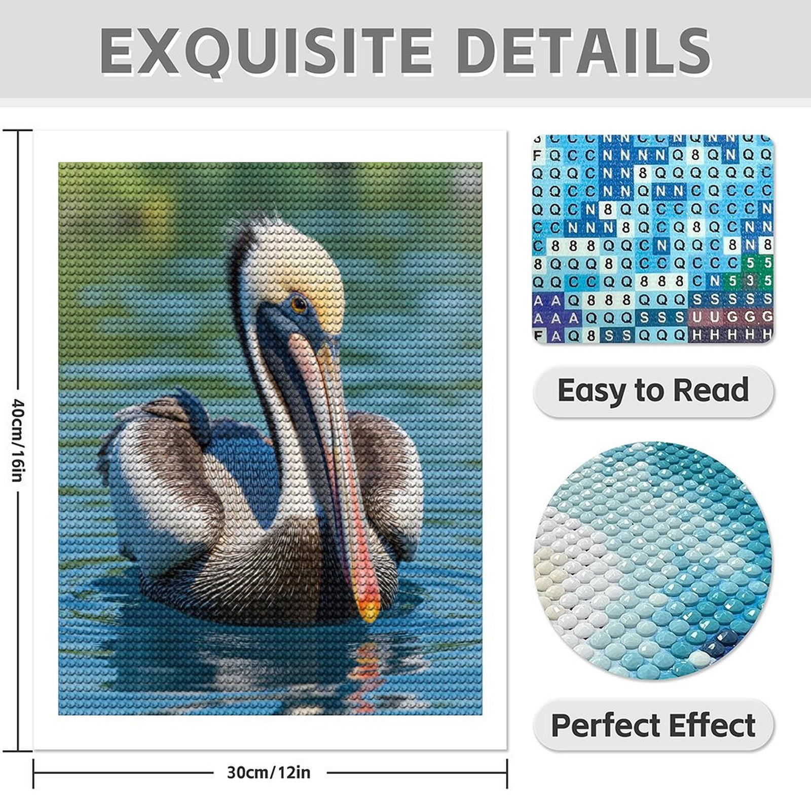 Diamond Art Kits for Adults - 5d Pelican Calm Water Nature Scene Diamond Painting for Adults, Diamond Art for Adults Beginners, Diamond Painting Kits for Adults for Home Wall Decor