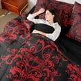 thumbnail image 4 of jejeloiu Rustic Dragonfly 7-Piece Twin Bedding Sets,Vintage Bohemian Flowers Bedding Comforter Set,Red Damask Floral Sheet Sets For Adults,Ultra Soft Home Decor Reversible, 4 of 8