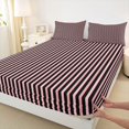 thumbnail image 5 of Manfei Geometric Stripe Bed Sheets, Black Pink Minimalist Fuul Size Sheets, Pink Reversible 4 Pieces1 Flat Sheet + 1 Fitted Sheet + 2 Pillowcases, 5 of 6