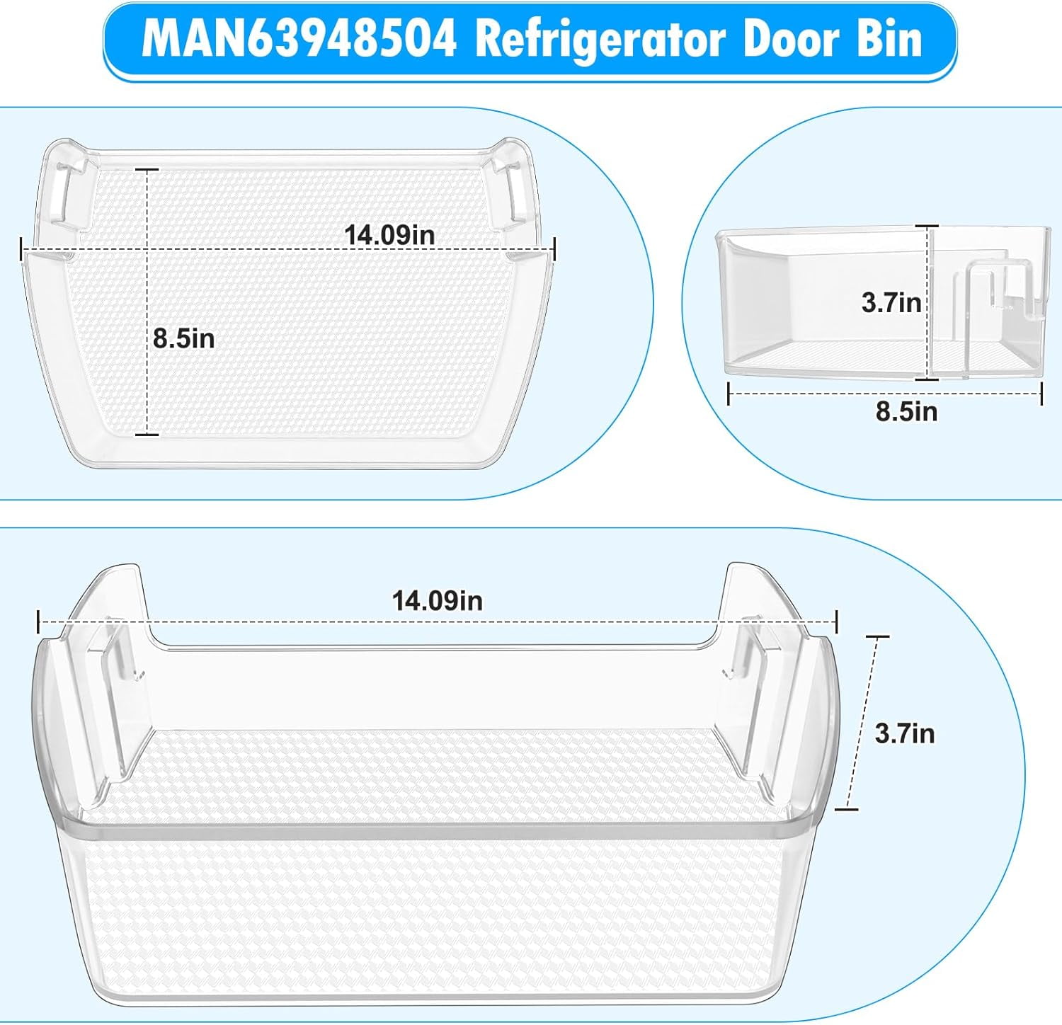 UPGRADED MAN63948504 Refrigerator Door Shelf Bin Compatible with Lg Fridge Door Shelf Replacement LFXC22526D LMXS28626S LFXS26973S Door Shelf Basket Bin Kenmore Lg Refrigerator Door Bin Replacement