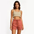 thumbnail image 5 of Women's Utility Shorts with Pockets, Casual Solid Color Elastic Waist Twill Shorts, Summer Lightweight Everyday Cuffed Hem Chino Basic Shorts, 5 of 8