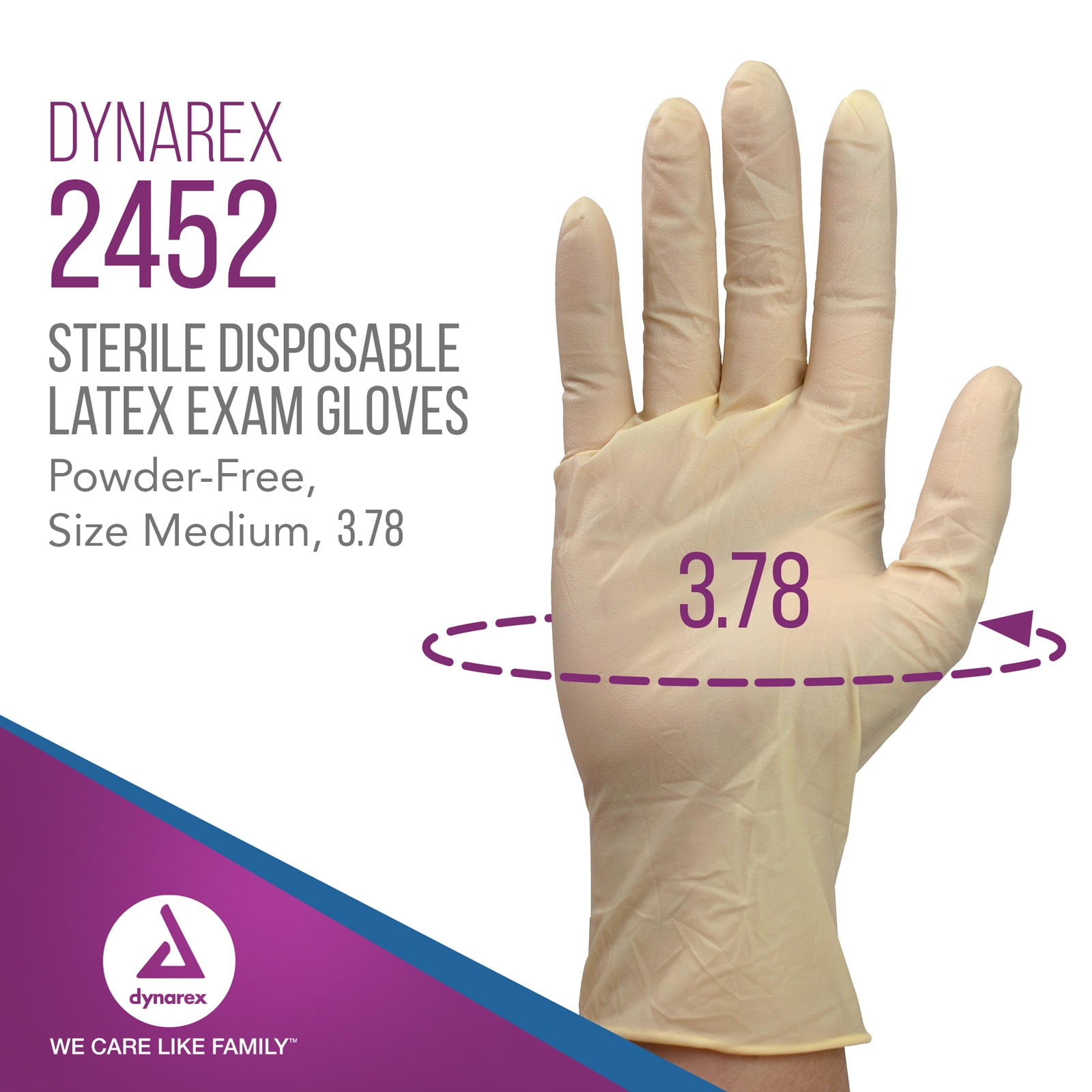 Dynarex Sterile Disposable Latex Exam Gloves, Powder-Free, Sterilely Packaged in Pairs, Professional Medical and Healthcare Use, Bisque, Medium - 1 Case, 8 Boxes of 50 Pairs
