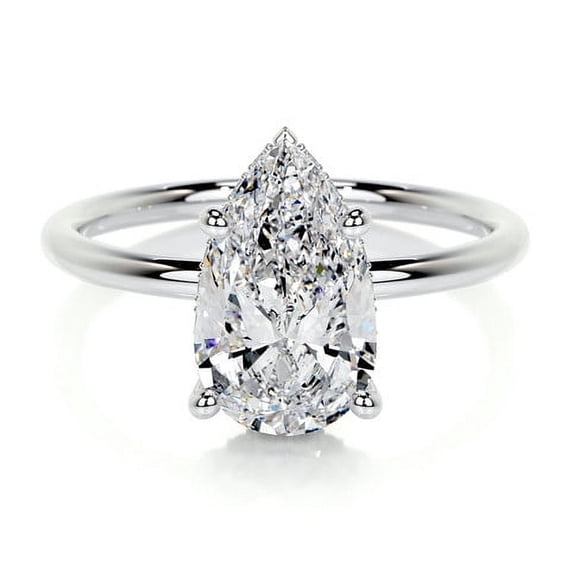 Blue Jewelry Pear Cut Excellent 2 Ct Moissanite Rings - 14K White Gold Plated Moissanite Ring - Wedding Ring - Solo Stone Moissanite Rings - Solitaire Moissanite Rings - Anniversary Jewelry Gift