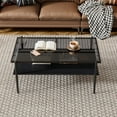 thumbnail image 4 of Tcbosik 2-Tier Rectangle Coffee Table, Modern Cocktail Table with Glass Top and Metal Legs, Accent Tea Table with Open Shelf for Living Room, Black, 4 of 7