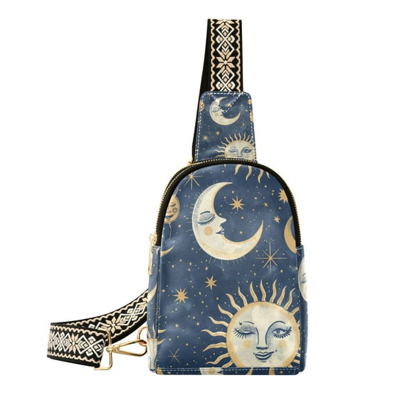 Whimsical Sun and Moon Crossbody Bags Backpack Chest Bag Shoulder Bag Waist Bag for Outdoor Travel Hiking Fitness Cycling