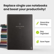 Rocketbook Fusion Digital Reusable Notebook - Black - Letter Size Eco-Friendly Notebook (8.5 x 11) - Planner, Task List, Calendar and More - Includes 1 Pen and Microfiber Cloth