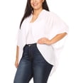 thumbnail image 3 of Women's Plus Size Loose Fit 3/4 Sleeves Kimono Style Open Front Solid Cardigan, 3 of 5