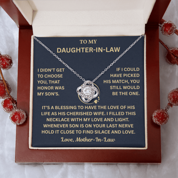 To My Daughter in law Necklace Gifts From Mother in law Christmas Birthday Gifts For Her on Wedding Day with Message Card and LED Box