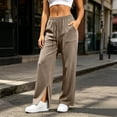 thumbnail image 2 of Ozmmyan 2026 Womens Wide Leg Sweatpants High Elastic Waist Side Split Cuff Casual Loose Fit Lounge Pants with Pockets, 2 of 8