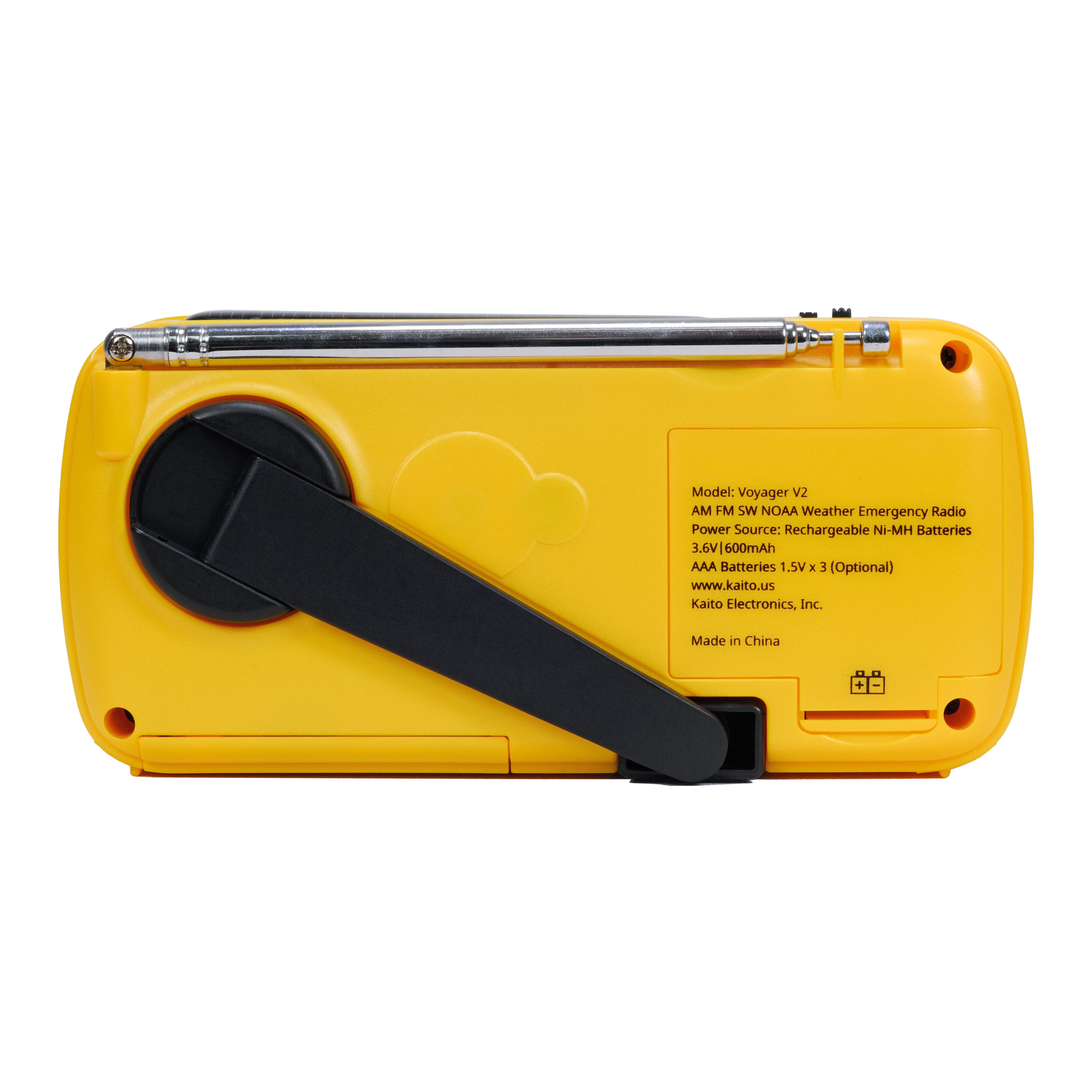 Kaito Voyager V2 AM/FM Shortwave Emergency Radio with Solar & Crank, Yellow