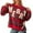 Red, variant on Women Christmas Sweatshirts Bow Embroidery Cute Plaid Print Casual Blouse Long Sleeve Crewneck Graphic Blouse Sweaters Top