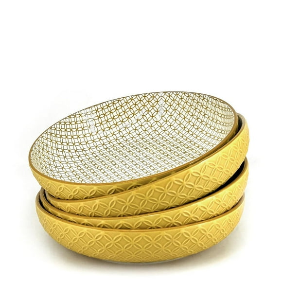 BIA S/4 Textured Shallow Bowls, Yellow