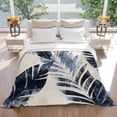 thumbnail image 3 of Abstract Black Leaves Flannel Blanket for Bed,Travel and Camping, Tropical Plants Nature Modernism Super Soft Cozy Blanket for All Seasons 40"x50", 3 of 7