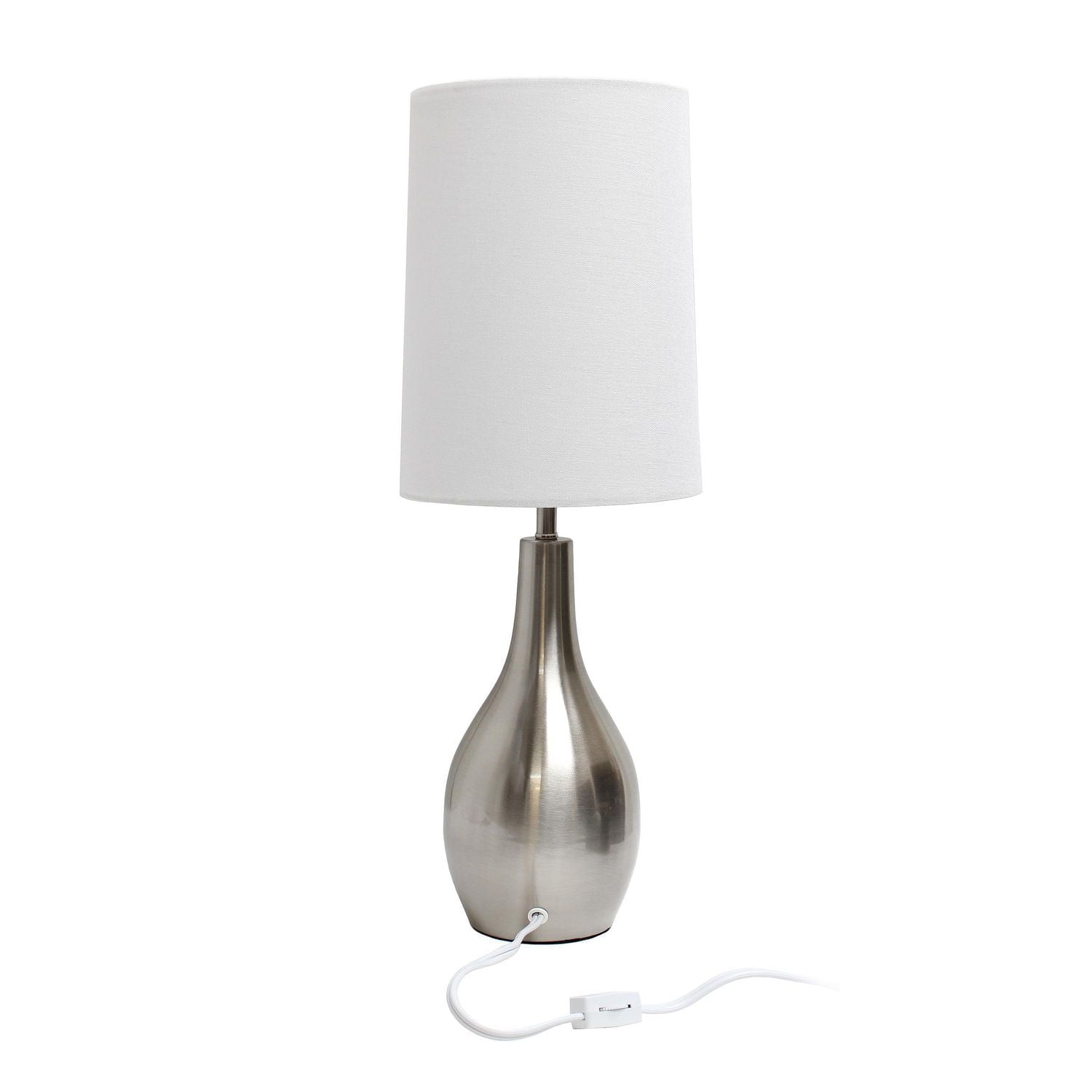 Lampe de table Simple Designs à 1 ampoule en forme de larme, nickel brossé