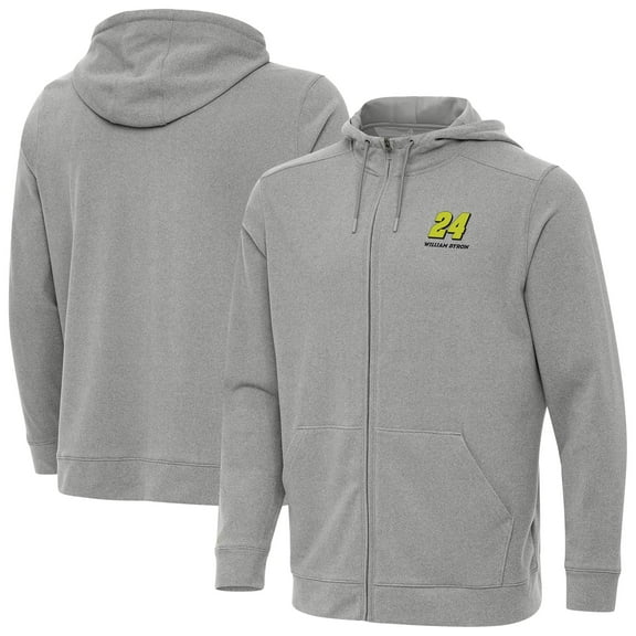 Men's-Antigua  Heather Gray William Byron Effortless Full-Zip Hoodie