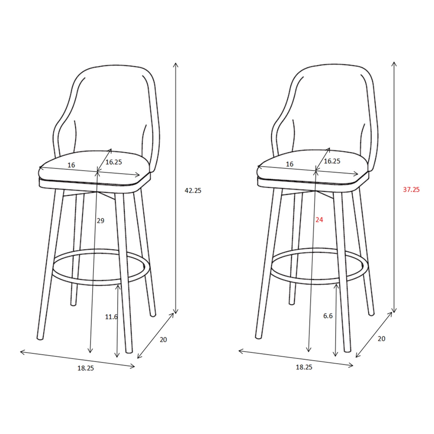 Demi Bonn 42" Adjustable Counter Height Bar Stools Set of 2, Upholstered Swivel Barstools with Back, Kitchen Island Countertop Chairs for Dining Room, Gray