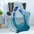 thumbnail image 4 of Moroccan Soft Flannel Fleece Throw Blanket, Textured Arch Door with Cloudy Star Sky Night Backdrop Monochrome Tone Print, Cozy Plush for Indoor and Outdoor Use, 50" x 60", Navy Blue, by Ambesonne, 4 of 5